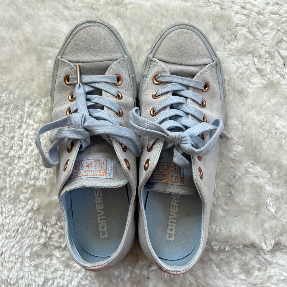 Converse Chuck Taylor All-Star Suede Low Top Sneaker | Light Blue - Picture 3 of 6